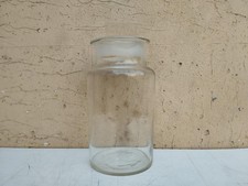 ANTICO XIX sec VASO ALBARELLO DA FARMACIA IN VETRO SOFFIATO COPERCHIO STAMPATO