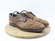 Allen Edmonds Mens 9.5 D Wingtip Dress Shoes Players Derby Brown Embroidered