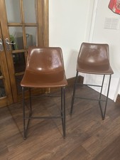 Home sense Black Brown Faux Leather 70cm Breakfast Bar Stool Bucket Seat & back