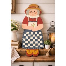 Vintage Folk Art Wooden Grandma Wall Decor Hand Painted 22 x 9