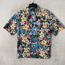 Royal Creations Mens Hawaiian Shirt Multicolor Floral Medium Cotton Collar