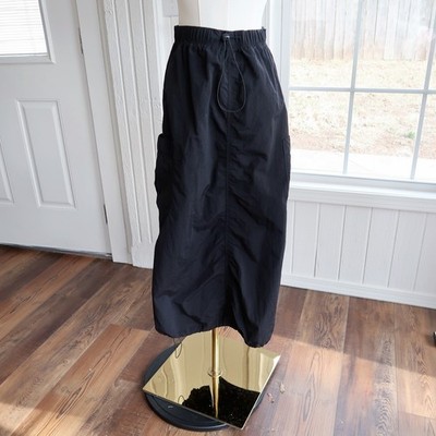 Love Tree Womens Cargo Maxi Skirt Small Black Y2K Gorpcore Techwear Bungee Acubi