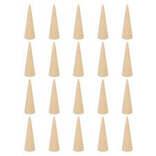 80x25mm Natural Wood Cone Ring Holder, 20 Pack Finger Jewelry Display Stand O...