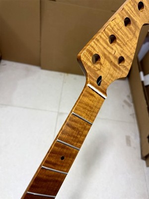 5-String 21frets Roasted Flame Maple Electric Bass Neck 34  Jazz Satin Bass DIY