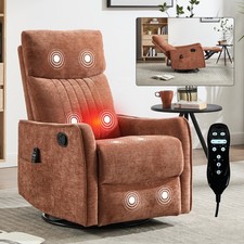 Orange Fabric Manual Recliner Chair with Massage, Heat, Rocker  Swivel