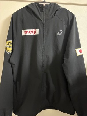Asics Wrestling Team Warm Up Jacket 2XL Sponsors Black Red Hoodie JWF Japan