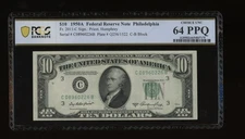 DBR 1950-A $10 FRN Philadelphia Fr. 2011-C PCGS-B 64 PPQ Serial C08960226B