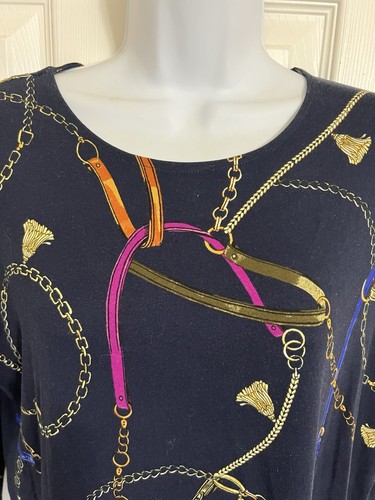 CHICO'S WOMENS SIZE 0 TOUCH OF COOL GILDED BRIDLE WEDGE TUNIC 3/4 SLEEVE NEW - Picture 2 of 14