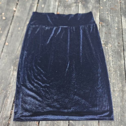 LuLaRoe Elegant Silver Speckled Cassie Pencil Skirt: Navy, Size XL, Velvet Feel - Picture 3 of 5