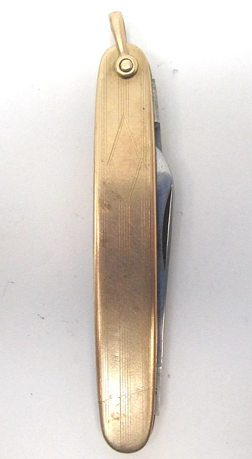 Cuchillo Reloj Bolsillo Oro Amarillo 10k Todas las Hojas Funcionando Sin Monograma Foto 3 de 4