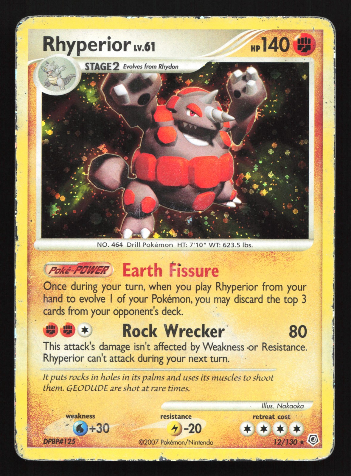 Rhyperior 12/130 Diamond & Pearl Holo Rare Pokemon Card