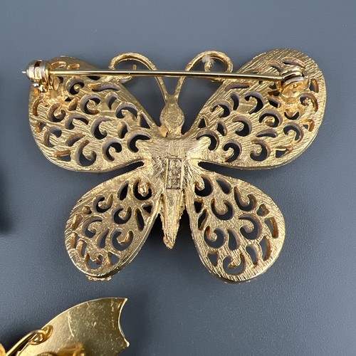 Vintage Butterfly Brooch Lot of 3 Mother Of Pearl Open Work Filigree Some Signed - Picture 7 of 14