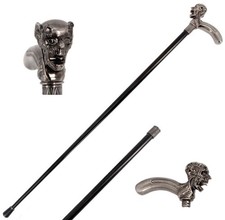 36 Inch Demon Skull Head Intricate Carved Walking Cane Stick