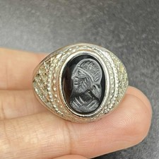 Unique Ancient Roman Agate intaglio beautiful Old bronze Ring