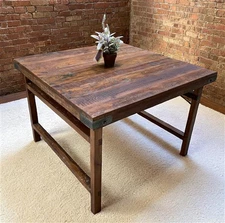 Rustic Square Table, Vintage Dining Room Table, Kitchen Island, Game Table, E