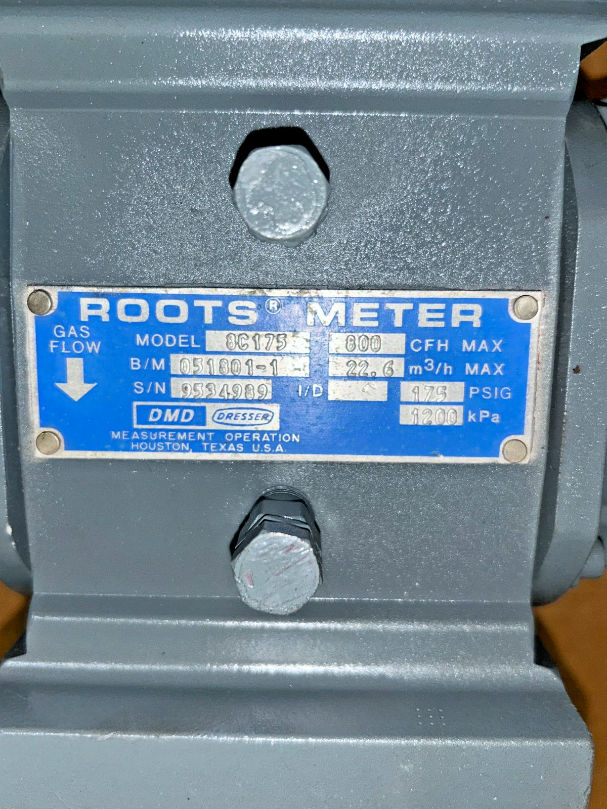 8C175 Dresser Roots Meter, Rotary Meter, Natural Gas Meter | eBay