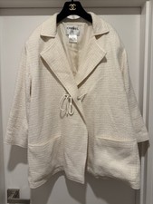 97C CHANEL Cruise Tweed Boucle Jacket Fr. 48 Spring Summer Ivory Off White