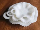 Set Of 3 Vintage MILK GLASS LETTUCE CABBAGE LEAF Nesting DISH Bowl Trinket Candy