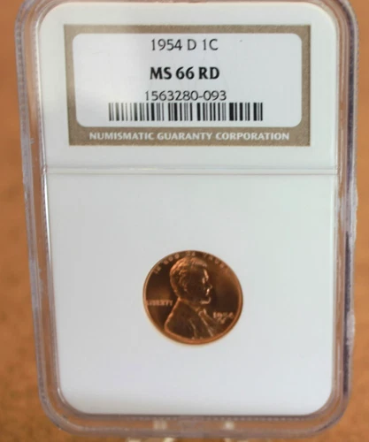 1954-D NGC Lincoln "Wheat" Cent NGC MS66 RD (075WEJ)