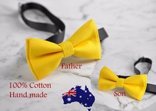 Father Son Match 100 Cotton Handmade Matte YELLOW GOLD Bow Tie Bowtie Wedding