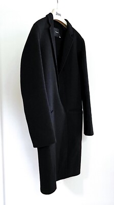 $795 THEORY ESSENTIAL DOUBLE-FACE NEW DIVIDE BLACK WOOL CASHMERE