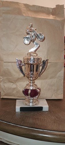 Motorcross Endoro Racing Trophy Crown With Rider Royal Place Marble Base 13" - Picture 3 of 13