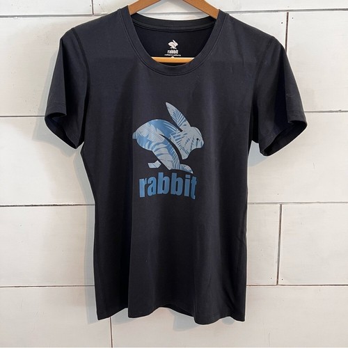 Rabbit Black T-Shirt with Blue Logo. Size M. EUC