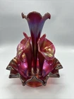 Fenton Art Glass Ruby Red Amberina Iridescent 5 Piece Stretch Art Glass Epergne