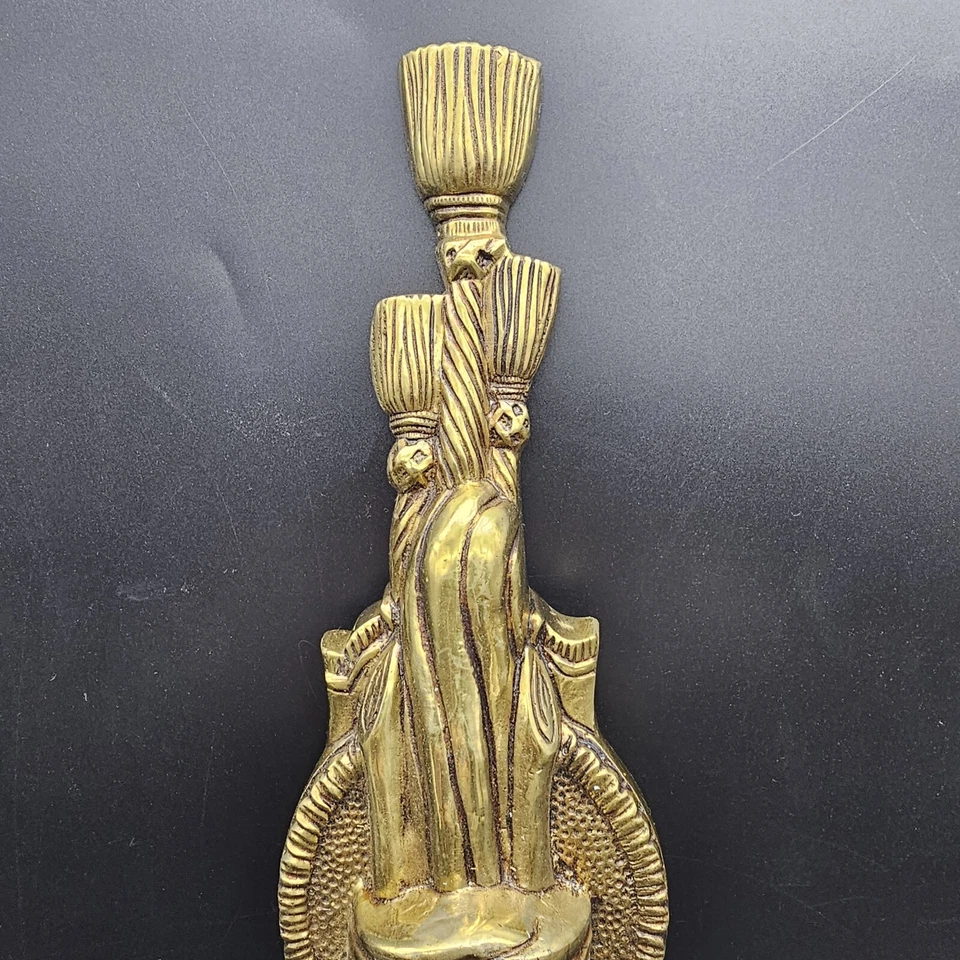 Aplique de pared francés con motivo de cinta de latón candelabro vintage Foto 3 de 4