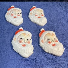 SANTA CLAUS HEAD CHRISTMAS DECORATION 1950  s COLLECTIBLE LOT 4 VTG   J3