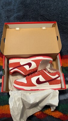 Size 9.5 Women - Nike Dunk Low  Valentine's Day  White/Team Red-Adobe. 2024.
