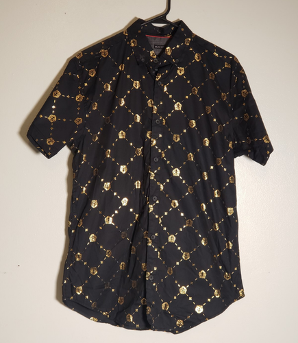 Drill Clothing Co. Gold Tiger Head Black Slim Fit Short Sleeve Men's Size Medium