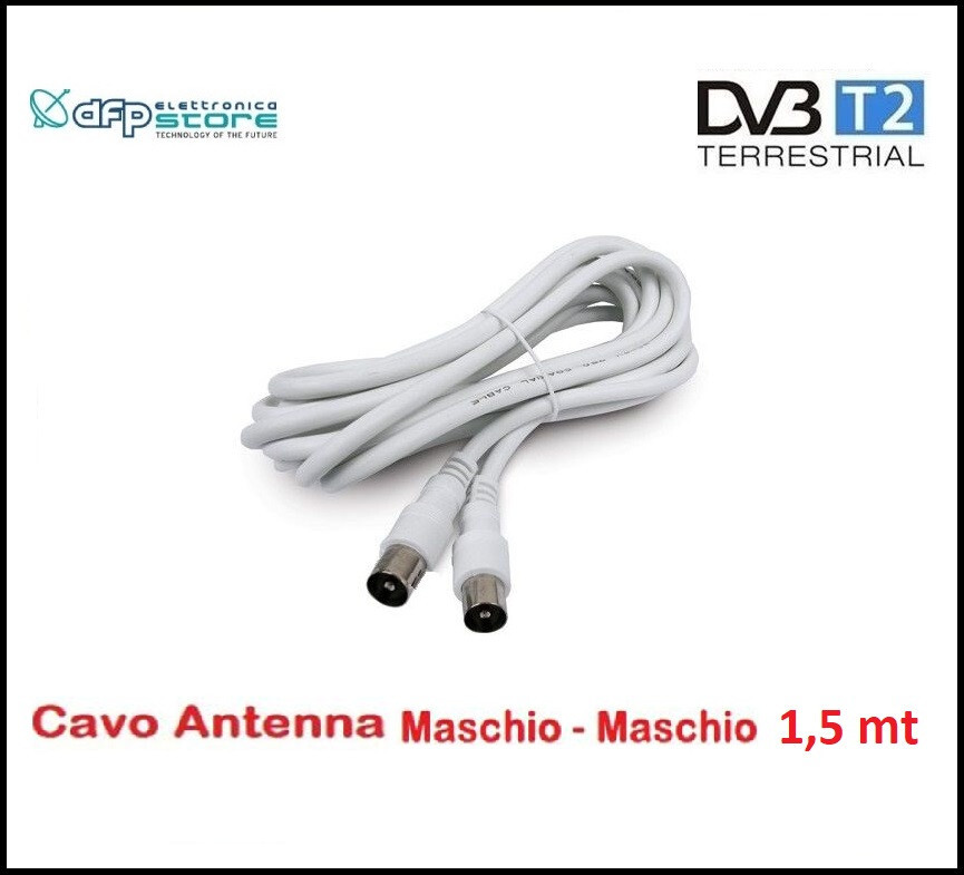 Prolunga Cavo Coasiale Filo Antenna Tv Maschio Maschio Digitale Terrestre 1,5mt