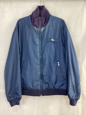 Vintage 80s IZOD Lacoste Blue Reversible Jacket Logo Mens Size XL