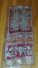 Jones New York Brown Red Gray Floral Sheer 100 Silk Oblong Scarf 52"
