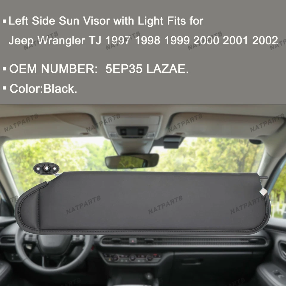 Left Driver Sun Visor W/O Light Fits for97-02 JeepWrangler TJ 5EP35 LAZAE - Image 2 of 4