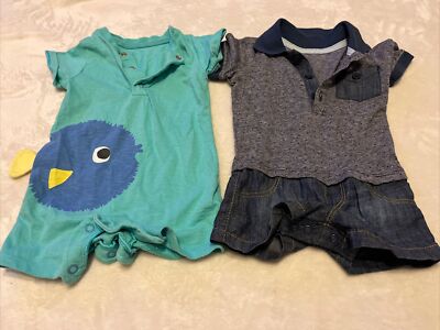 M&S George Short Sleeve Legged Baby Grow romper bodysuit 0-3