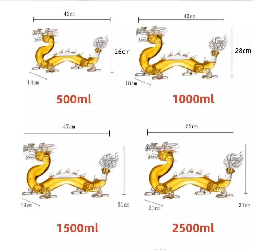 100% Lead Free Whiskey Glassware Dragon Shaped Whiskey Decanter Alcohol Bottle - Picture 2 of 8