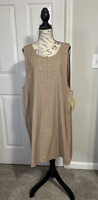 VTG ERIKA Collection Large Jumper Dress  READ Cotton Linen Lagenlook Boho Beads