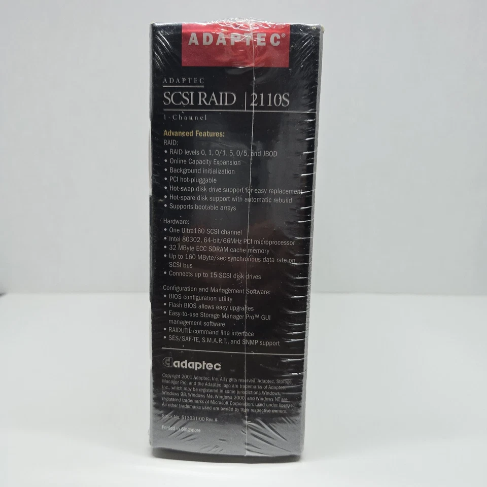 Adaptec SCSI RAID 2110S 64-bit/66MHz PCI Ultra 160 SCSI NEW SEALED - Image 3 of 4