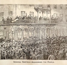 General Garfield Addressing The Public 1881 Wood Engraving Victorian DWFF7