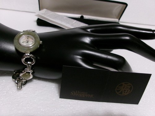 Vintage HSN SANUK Quartz Watch 925 Silver Burmese Green Jadeite - Picture 3 of 20