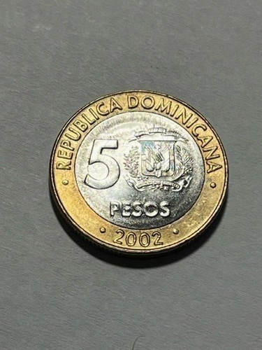 2002 Dominican Republic 5 Pesos Unc++ #9938 - Picture 2 of 2