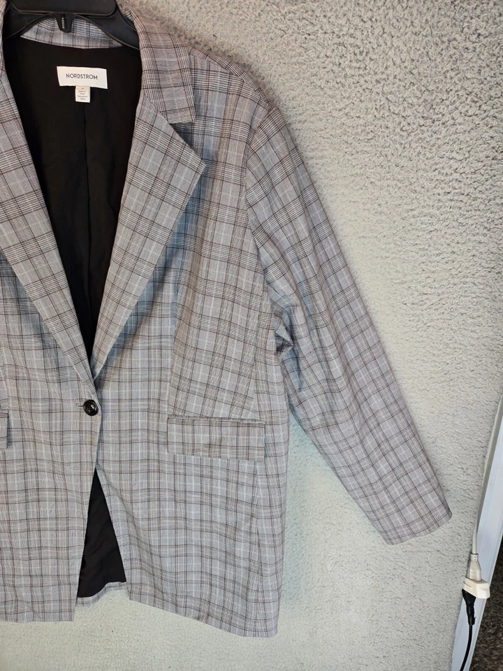 Blazer chaquetas Nordstrom para mujer talla 1X gris a cuadros y marrón carrera negocios oficina Foto 4 de 4