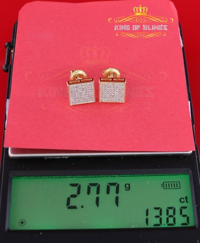 925 Sterling Silver 0.33ct Diamond Real For Women's & Men's Yellow Stud Earrings - Picture 11 of 11