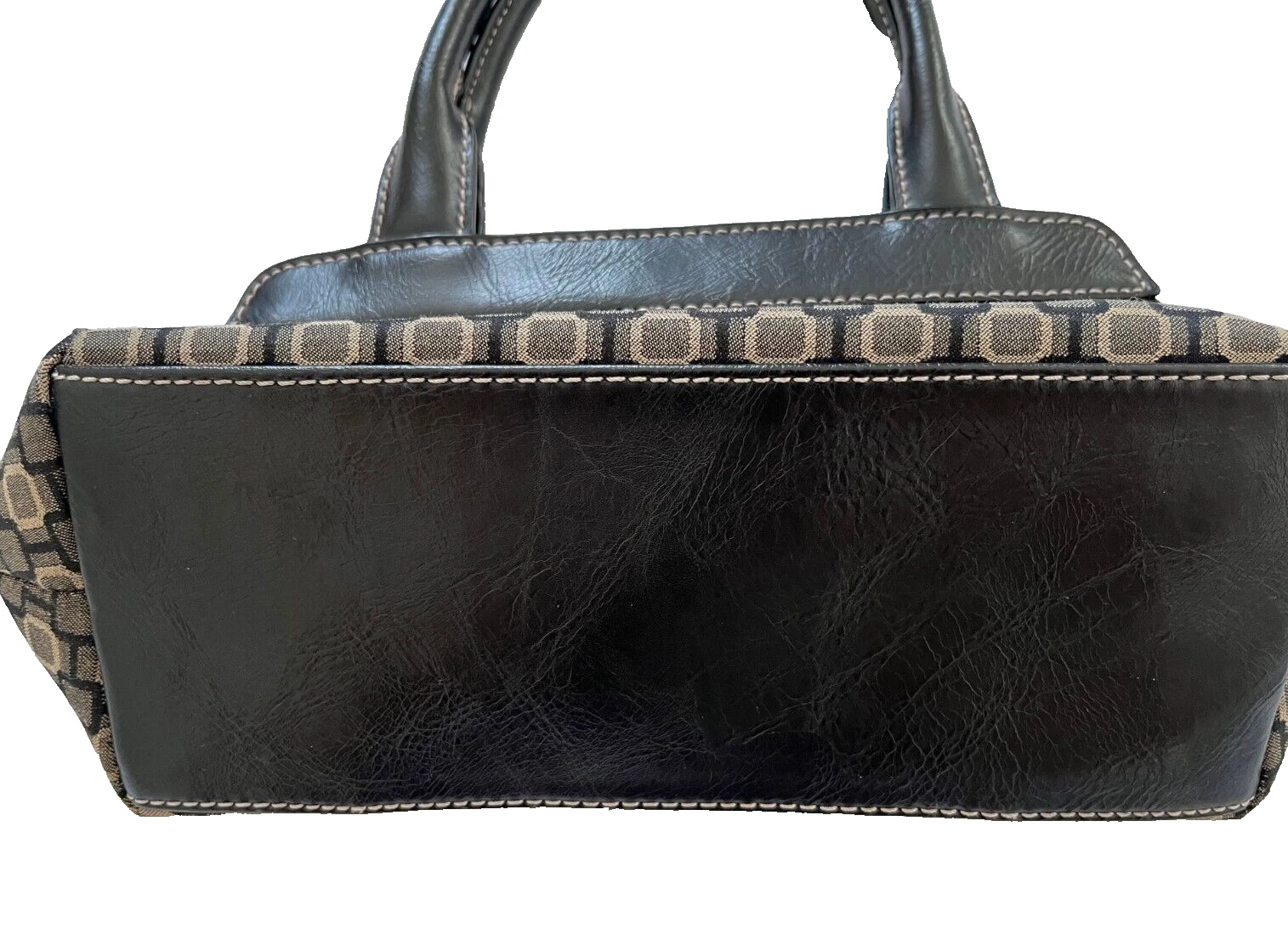 Borsa a mano piccola vintage Y2K Nine West marrone bordo nero manico superiore