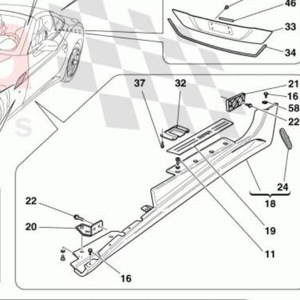 2010 FERRARI CALIFORNIA LEFT HAND SILL TRIM PANEL GRILLE ROCKER PANEL MOUNTED