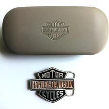 HARLEY-DAVIDSON Belt Buckle Official Licensed Vtg 1991 and HD MC Eyeglass Case