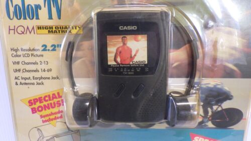 NOS Sealed VTG Casio TV-600 Portable LCD Color Television w/Headphones & case! - Afbeelding 1 van 19