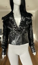 D&g Dolce Gabbana Desigmer New Glamour Short Lamb Fur Corset Jacket Size 10uk